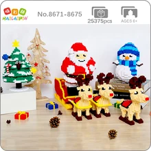 

HCP Merry Christmas Building Blocks Holiday Santa Claus Snowman Tree Elk Deer Animal Sleigh Model Mini Magic Bricks Kid Toys