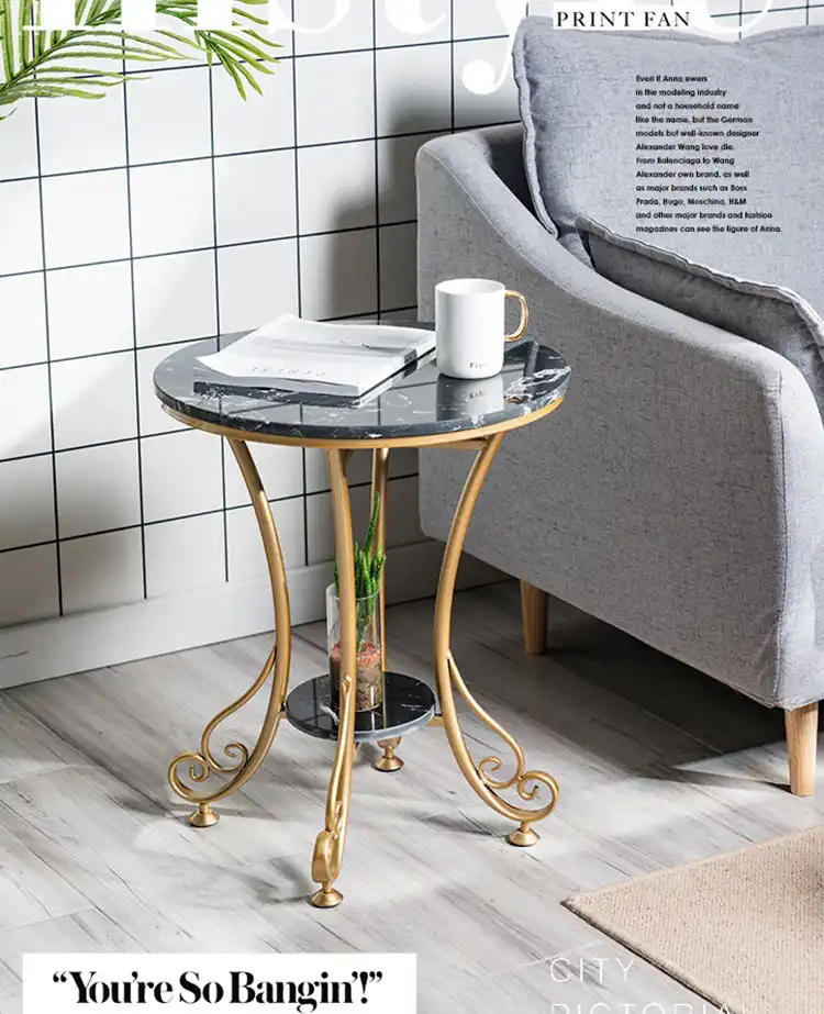 2020 New Luxury Sofa Side Table Corner Table Living Room Small Round Coffee Table Marble Table Top Diameter 50 Cm Aliexpress