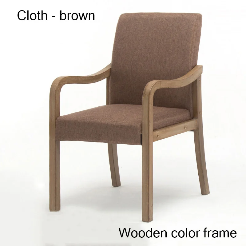 Cloth-brown Современной плотной древесины Обеденная для обеденного стула ткань офисная Конференция ресторанное кресло с подлокотниками дома исследование гостиной стул из твердой древесины - Цвет: Cloth-brown