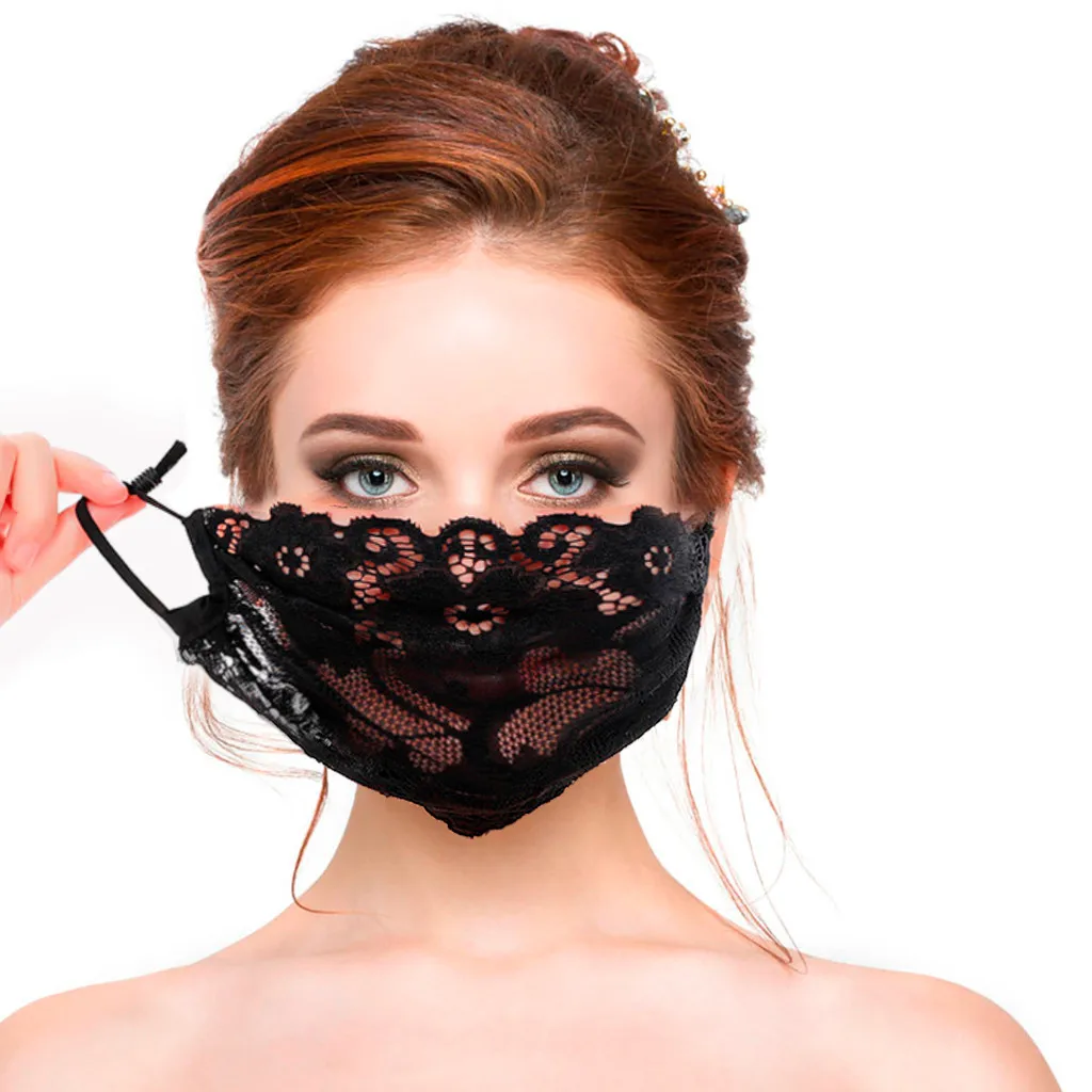 Быстрая доставка маска для лица mаscara Женская Однослойная Черная кружевная