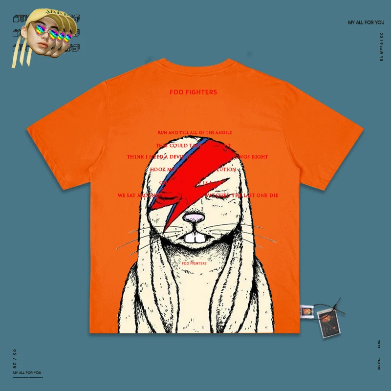 Tide Brand T Shirt Fire War Chariot Band Foo Fighters Salute Fund Rock Music Lover Short Sleeve T Shirt Men And Women - Цвет: orange