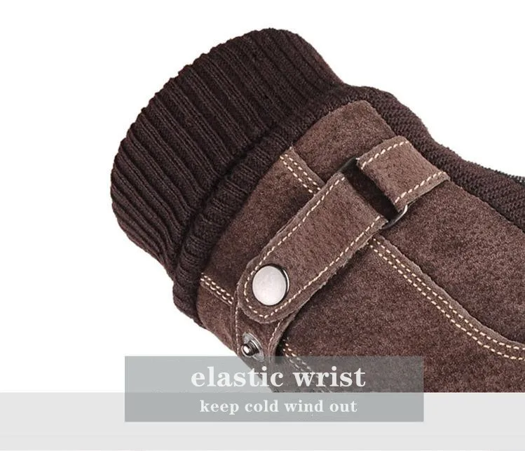 Motorcycling Warm Gloves for Men Winter Leather Screen Touch Wind-proof Adjustable Wrist Non-slip Palm Daily Protection Outdoors