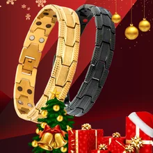 38 германий здоровья магнитотерапия ювелирные изделия золото серебро мужской браслет модный Рождественский браслет регулируемый браслет