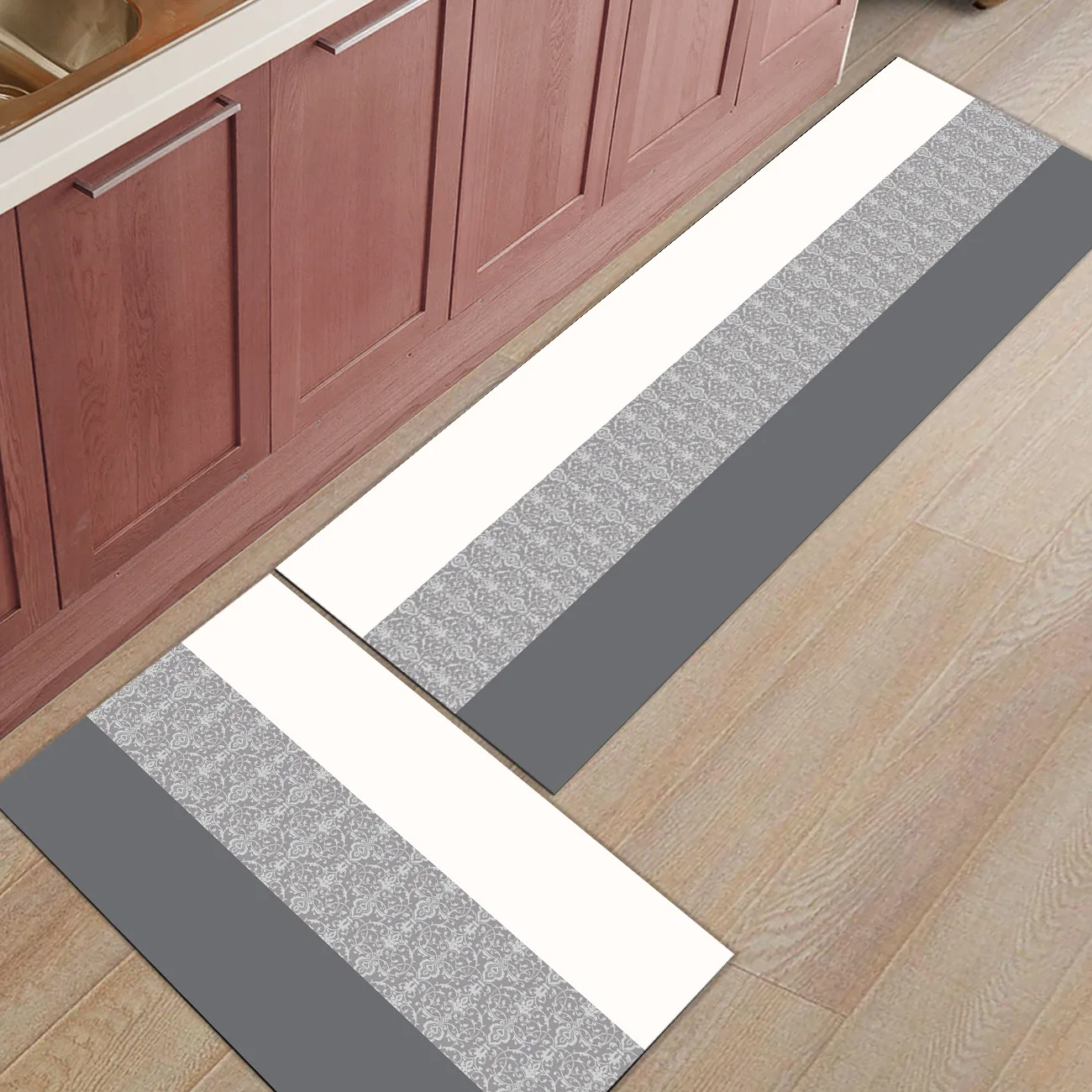 Полоски и классические фигурки в стиле барокко, 2 шт., коврик для кухни, миска для воды еды, грязи, мусора, Траппер, ботинки