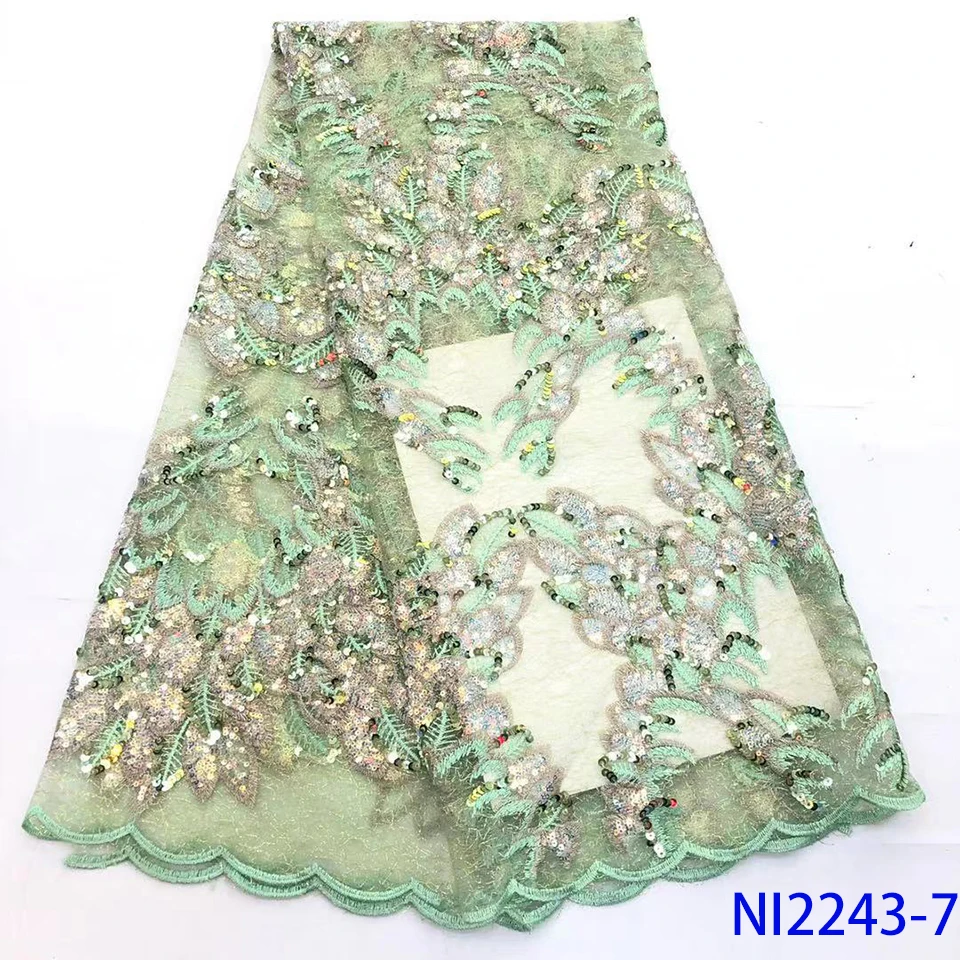 

Multicolor African Lace Fabric High Quality Nigerian Mesh Lace Fabrics Newest African Sequins Fabric for Bridal Materials NI2243