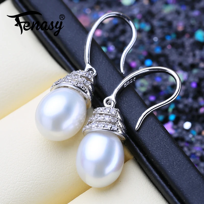 

FENASY 925 Sterling Silver Drop Earrings Natural Freshwater Pearl Earrings For Women Fashion Evening Party Wedding Fine Jewelry