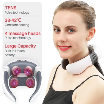 

Electric Pulse Neck Massager Infrared Heating Protector Physical Therapy Relief Pain Tool Cervical Relax Massagem