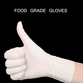 

TIOODRE 100pcs Latex Glove Anti-Slipping Latex Hand Protector Mitten Durable Elastic White Disposable Glove For Barber Cooking