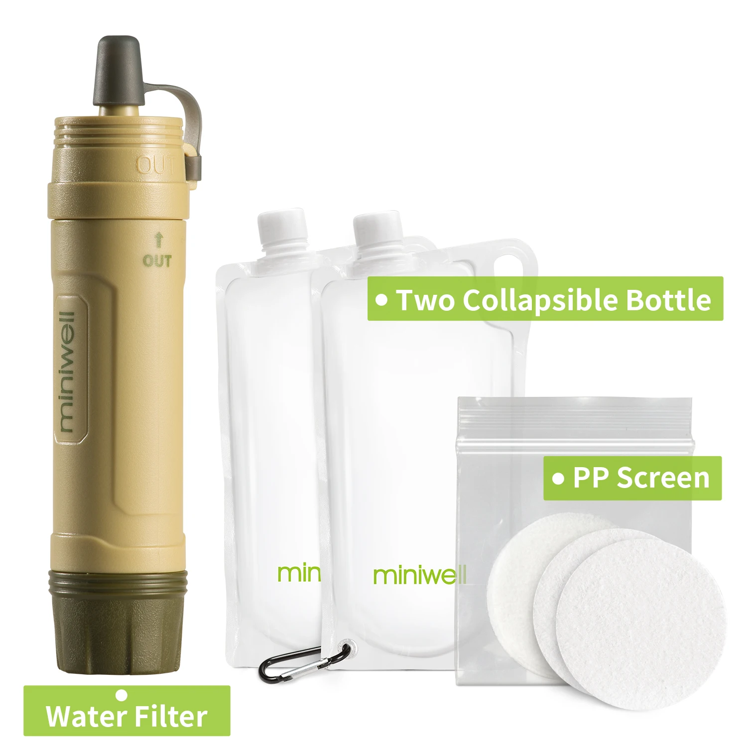Miniwell Portable Survival Outdoor Water Filter for Camping Hiking Emergency