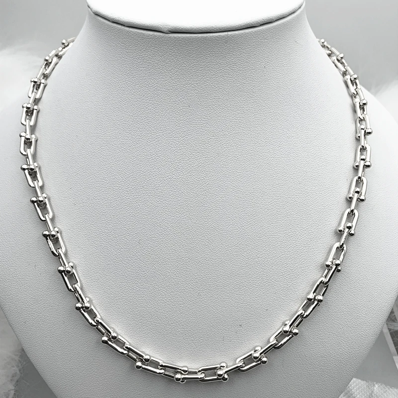 

100% 925 sterling silver classic fashion exquisite U-shaped necklace, ladies jewelry gift, original micro label 1:1