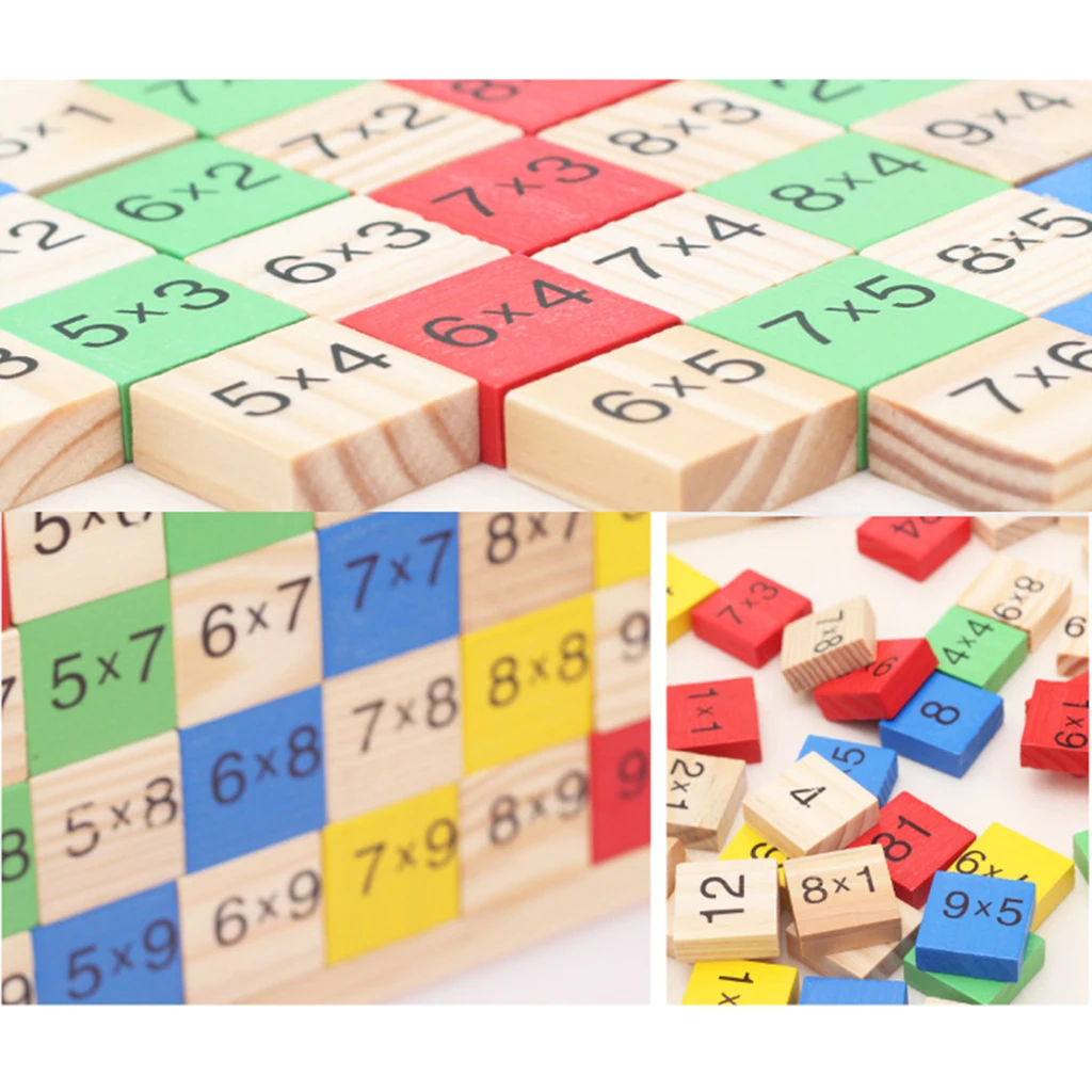 Mathematics Educational Wooden Toys Multiplication Table Kids Blocks Puzzle Shapes Learning Toys for Toddlers Wood Blocks
