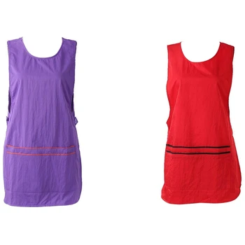 

2Pcs Professional Salon Barber Haircut Styling Cape Apron Anti-Static with 2 Pocket - Red & Purple