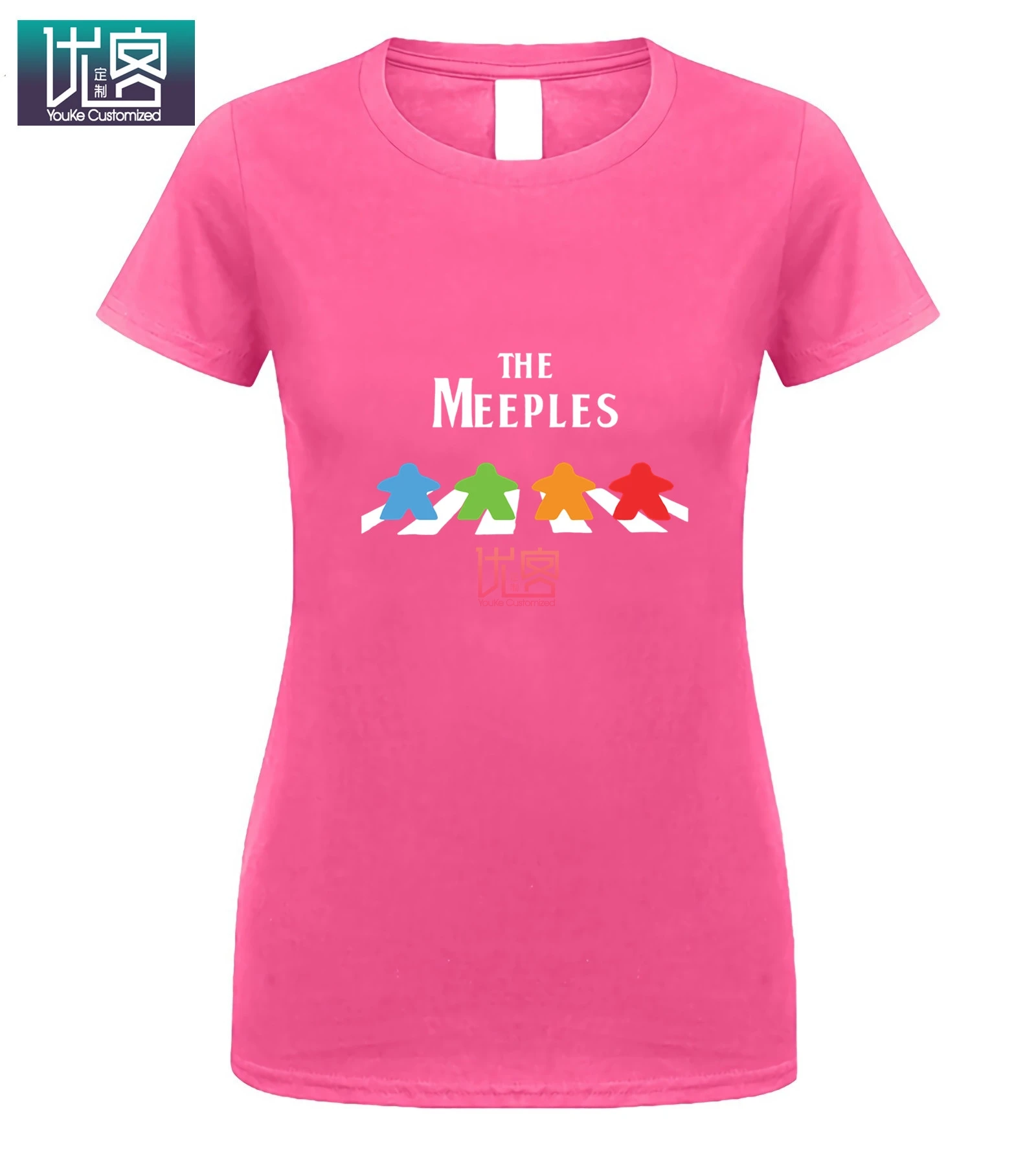 The Meeples, настольная игра, наркоман,, летняя мужская футболка с коротким рукавом, с круглым вырезом, хлопковые футболки, топы, Забавные футболки, хлопковые топы, футболка - Цвет: women pink