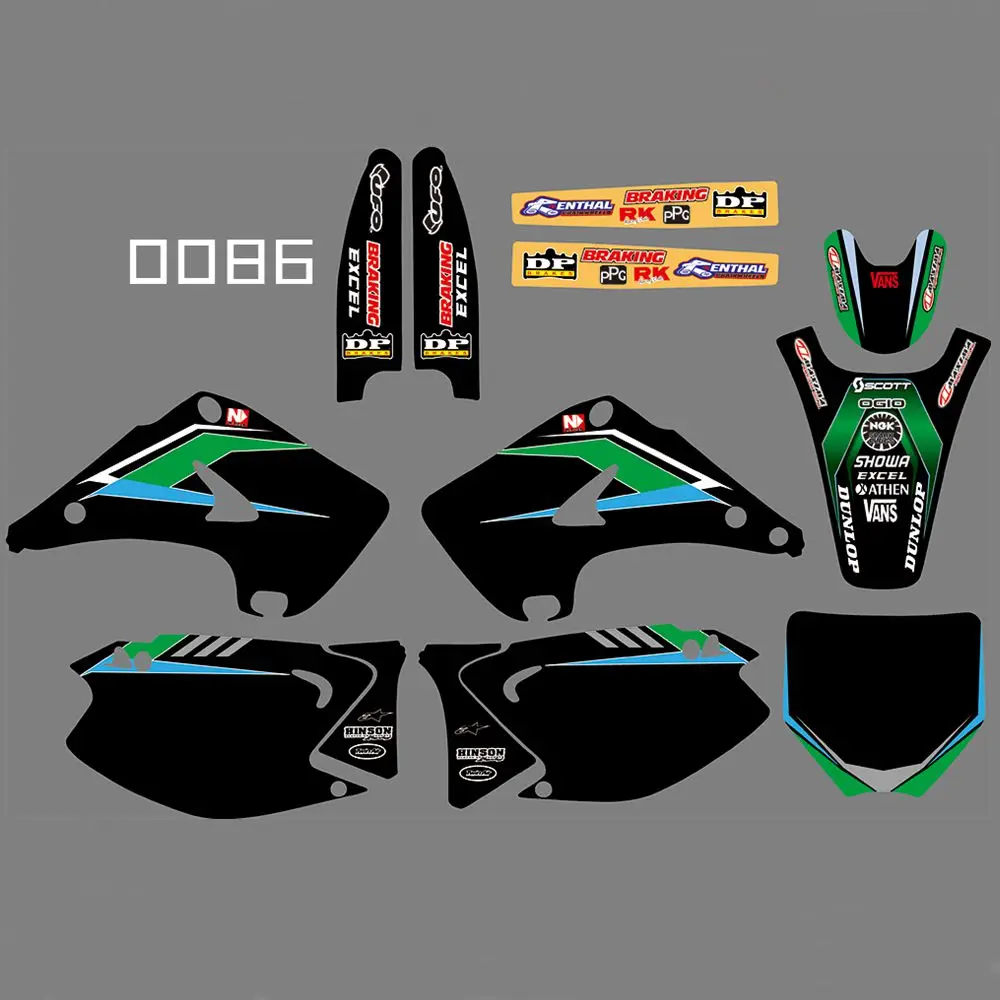 

for KAWASAKI KX125 KX250 2003-2012 Full Graphics Decals Stickers Kit Custom Number Name Glossy Stickers Waterproof
