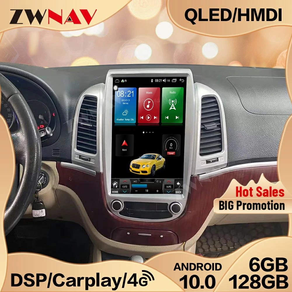 $US $715.58 6+128G Carplay Tesla IPS Screen For Hyundai Santa Fe 2006 2007 2008 2009 2010 2011 2012 2013 2014 2015 2016 GPS BT Recorder Head