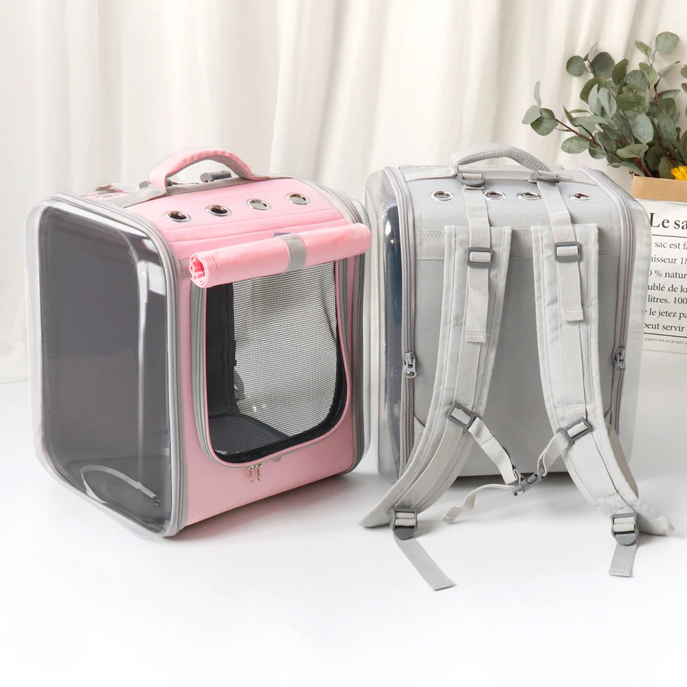 Breathable Cat Backpack Large Capacity Puppy Dog Transparent Carrying Bag Outdoor Travel Portable Pet Carrier Cats Shoulders Bag pet carrier bag pet carrier backpack pet bag