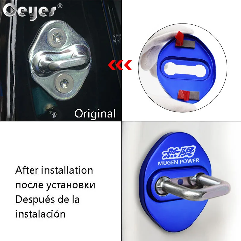 Car Door Lock Damper Ceyes 4pcs Car Accessories Decorat And Protecte Door Lock Cover Case For Honda Mugen Power Typer Civic Accord CRV Auto Styling