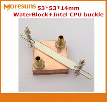 

Free ship 53*53*14mm Pure copper Water Cooling Block,for Intel CPU buckle+Computer copper CPU Water Block