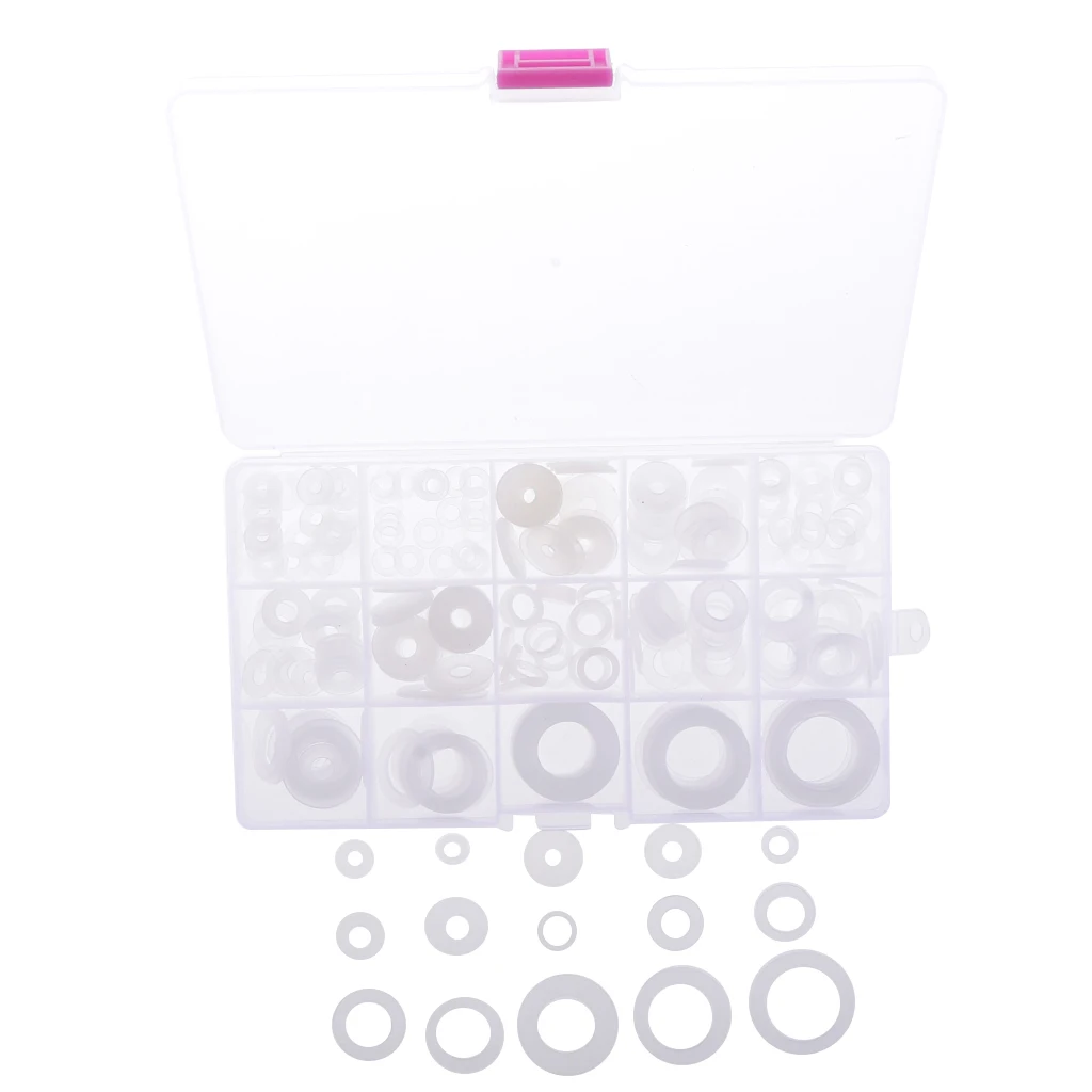 250PCS White Nylon Washer Flat Washers Gaskets Seal Assortment Set(15-SIZE