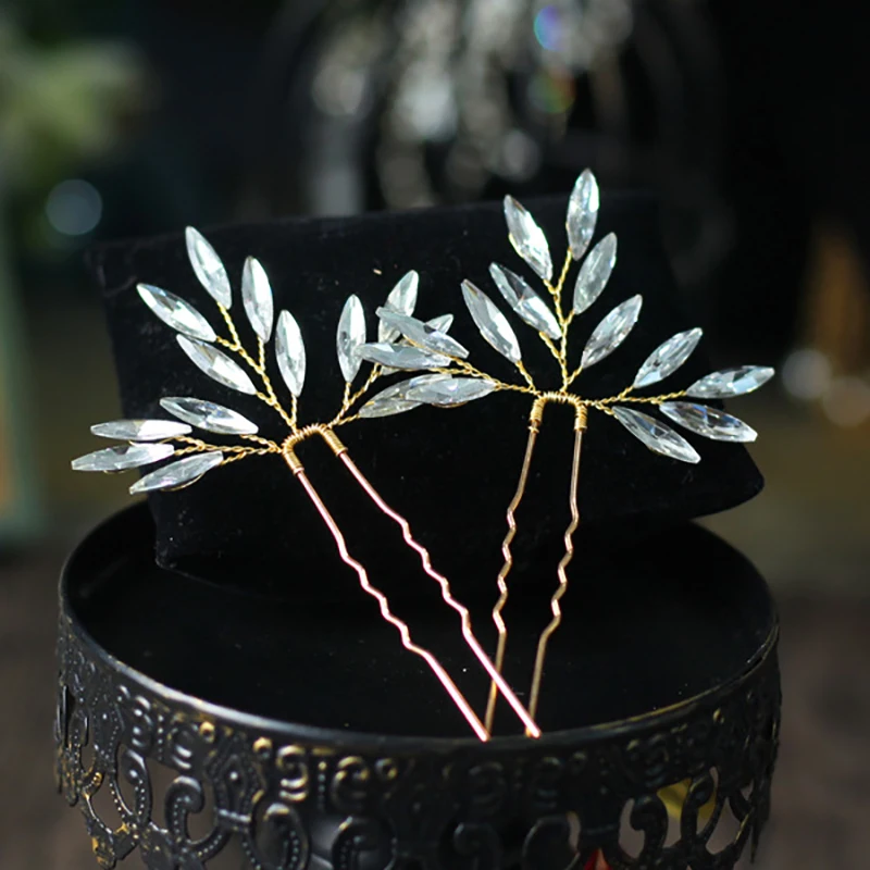 Vintage Gold Silver Rhinestones Three Hair Pins Set Wedding Classic Headwear Bride Evening party Hair Accessories for women