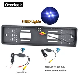 Cámara de visión trasera de coche inalámbrica, marco de placa de matrícula de la UE, cámara de marcha atrás LED Vison Parktronic, cámara de aparcamiento para Monitor de coche