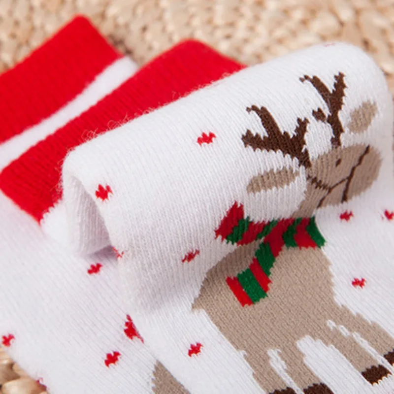 Осенне-зимние хлопковые нескользящие носки для новорожденных носки для малышей носки-тапочки милые рождественские детские носки для малышей с героями мультфильмов для мальчиков и девочек
