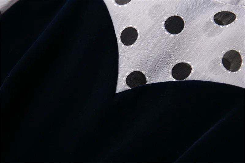 Новое поступление, Женское зимнее платье с длинным рукавом, vestidos, модное осеннее дизайнерское лоскутное платье в горошек с жемчугом, вечерние платья из велюра