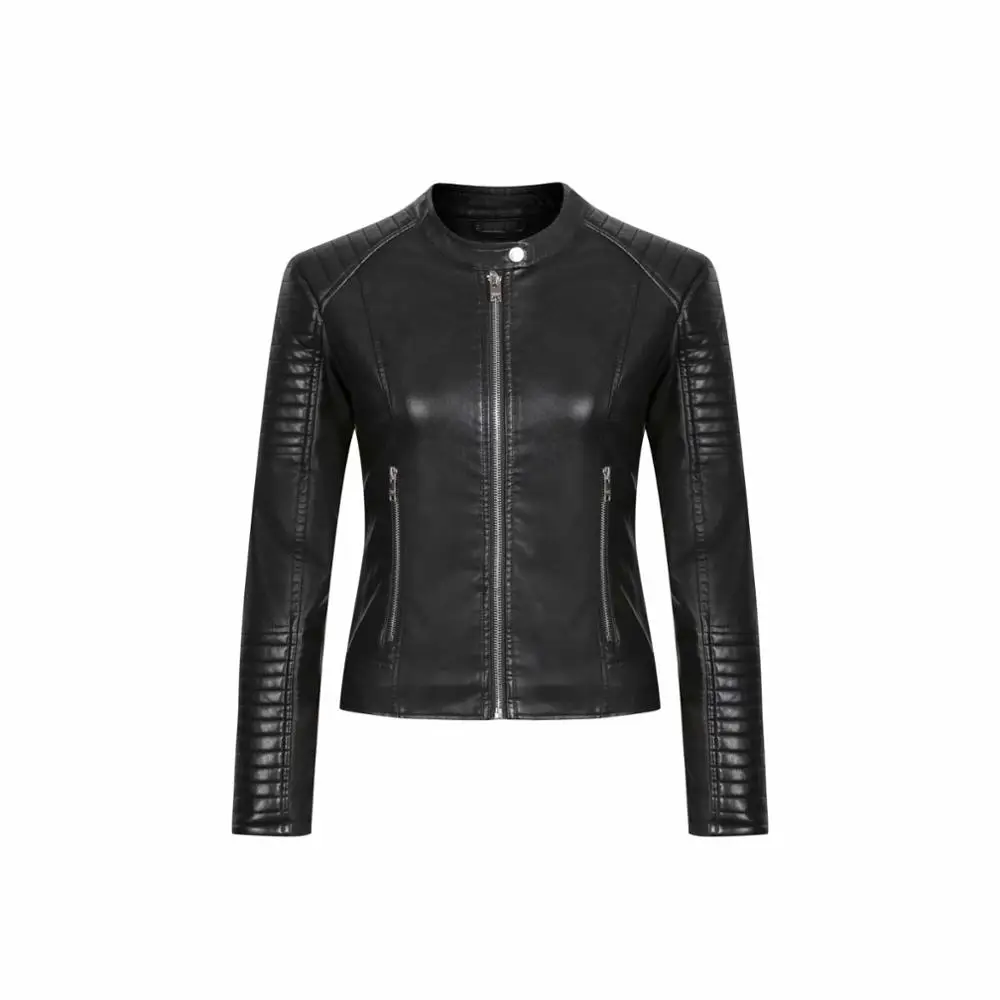 Новое поступление брендовые зимние осенние мотоциклетные кожаные куртки белый кожаный пиджак женское кожаное тонкое пальто куртка из искусственной кожи - Цвет: Z09 Black