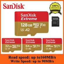 SanDisk Extreme 256G 128G 64G 32G microSDHC SDXC UHS-I Memory Card micro SD Card TF Card Up to 160MB/s C10 A2 U3 With SD Adapter цена SanDisk Extreme 256G 128G 64G 32G microSDHC SDXC UHS-I Memory Card micro SD Card TF Card Up to 160MB/s C10 A2 U3 With SD Adapter цены онлайн