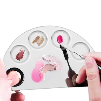 

Foundations Lip Colors Eye Shadow Nail Polish Plate Tray 1Pc Silver Stainless Steel Nail Art Equipment Makeup Mixing Palette