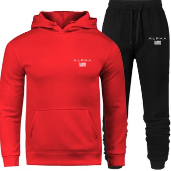 

Men's Sets New Brand Hoodie And Pants Sweatsuit Tracksuit Men Set Sporting hoodies Suit Track Sweat Prints Alp hoodie suit 2019