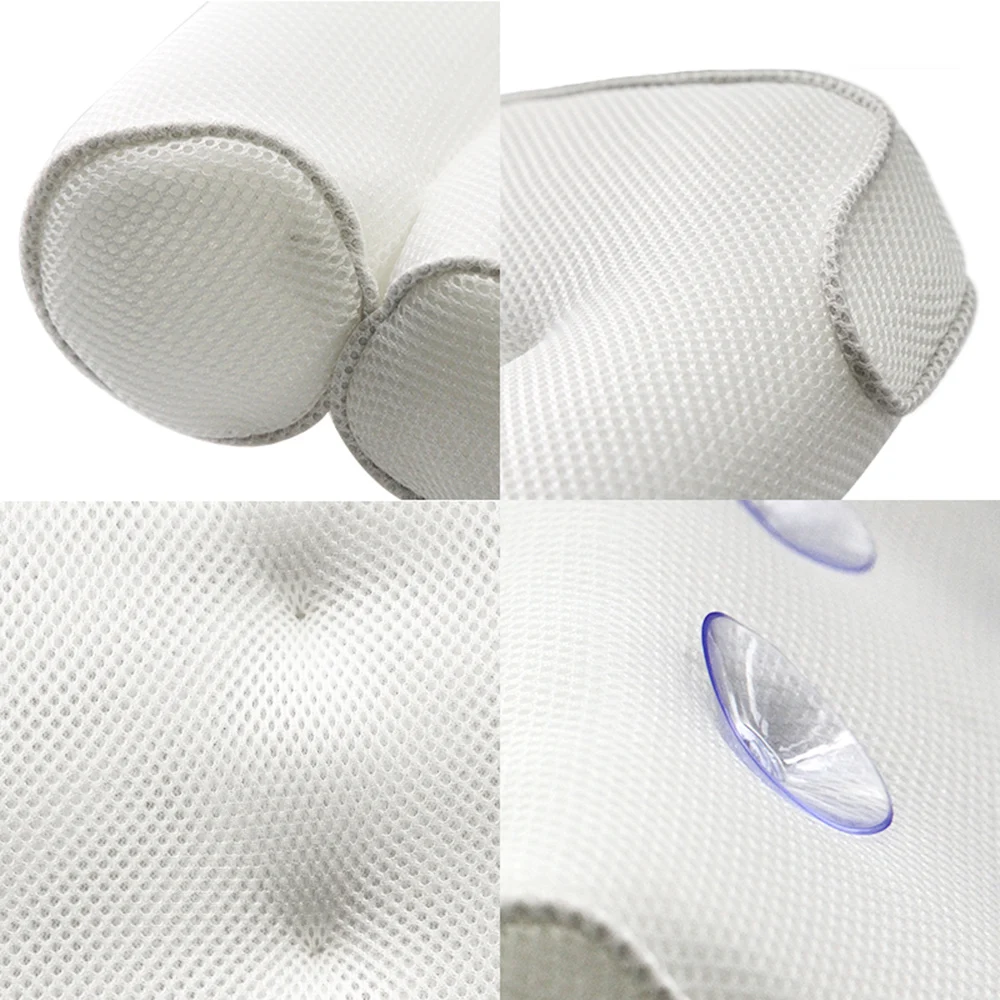 3D Air Soft Bath Pillow Mesh Bathtub Pillows Powerful Suction Cups Non-slip Bathroom SPA Supplies Back and Shoulder Support