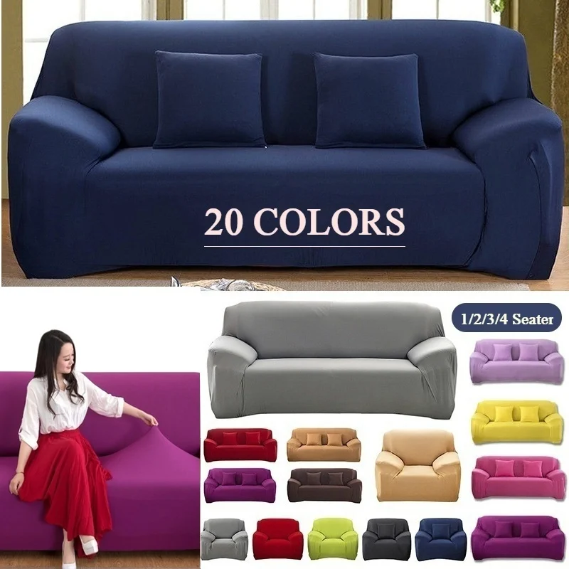 

1-4 Seaters Fashion Solid Color Recliner Sofa Covers Soft Elastic Couch Slipcovers Sofa Protector