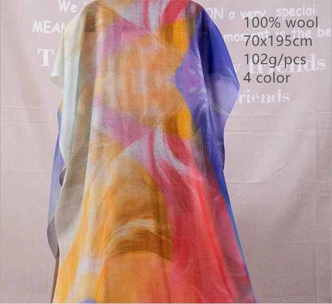 

Naizaiga 2019 New arrival 100% wool thin print Scarf digital inkjet plain shawl Air-conditioned room to keep warm scarf , ZZ31