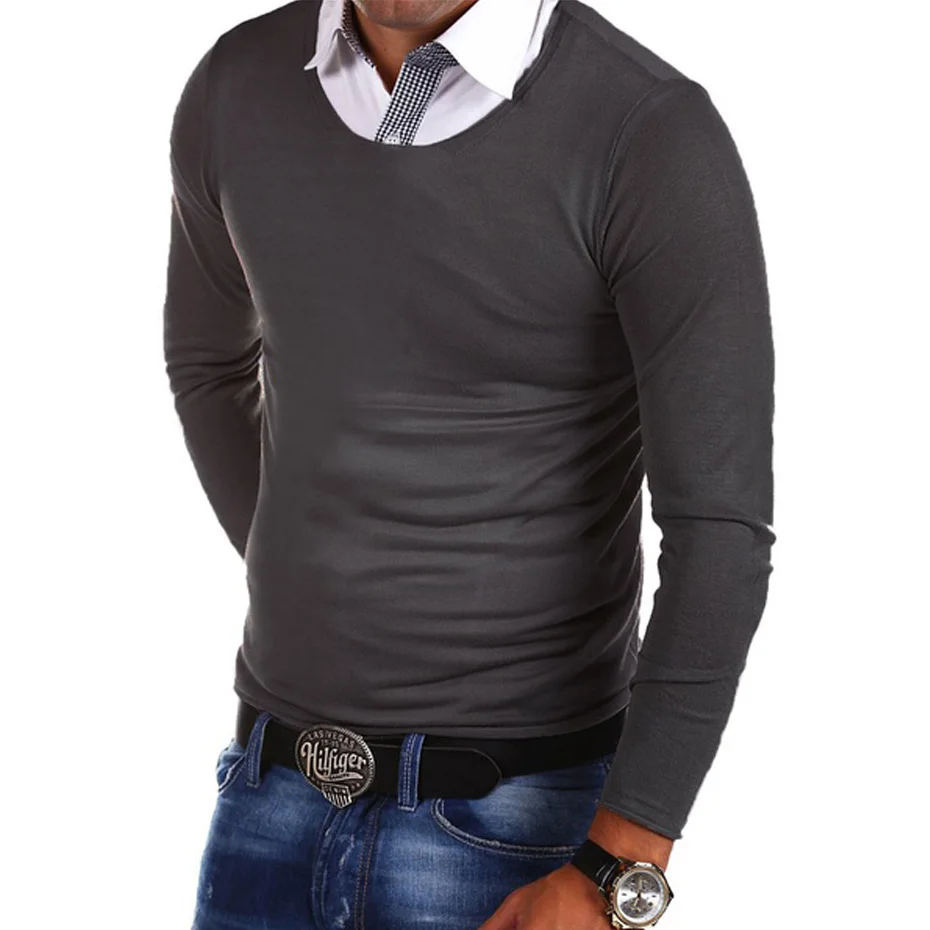 ZOGAA Men's Fashion Polo Shirts Brand New Long Sleeve Solid Color Breathable Causal Cotton Polos Men Shirts Polos Tops Tees - Цвет: Темно-серый