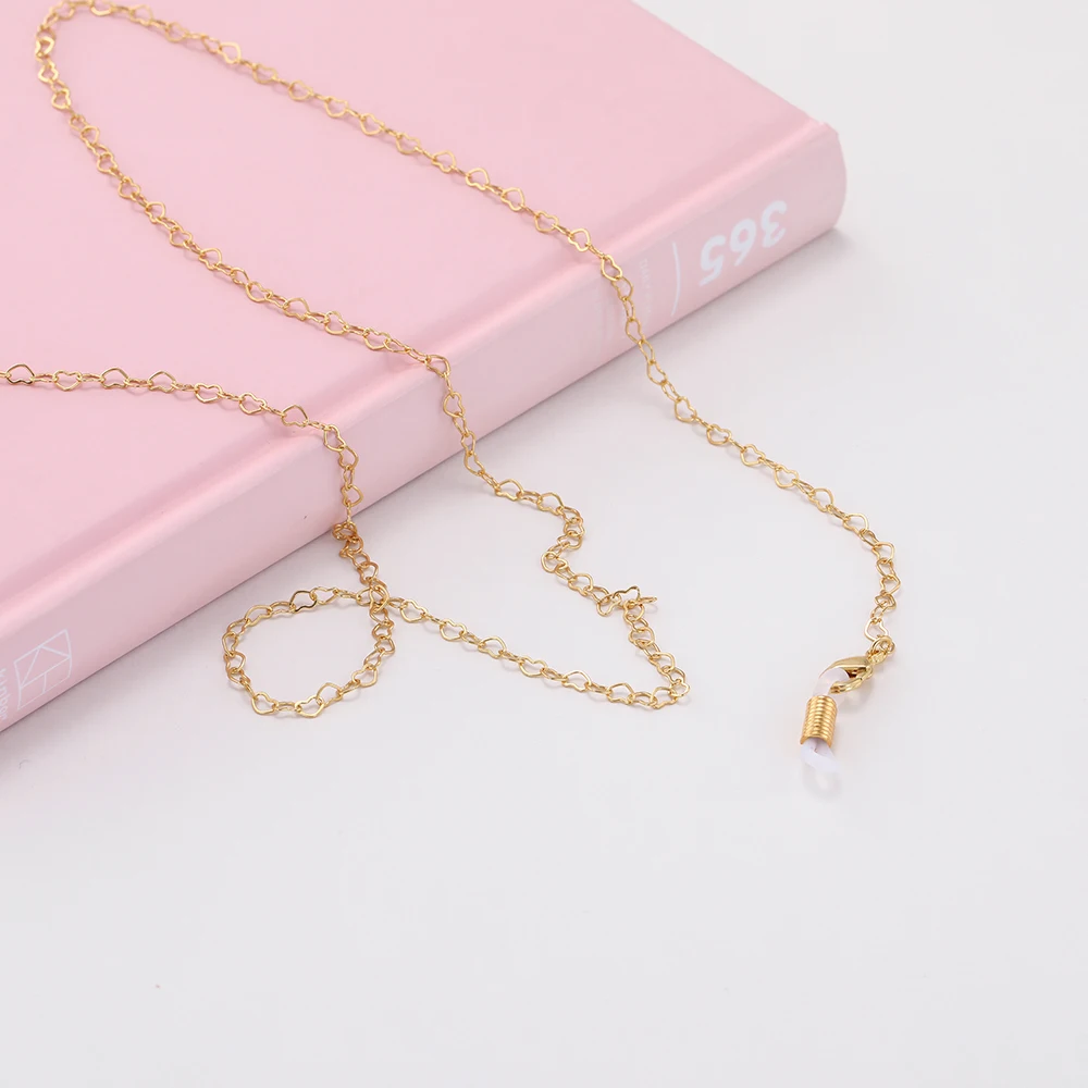 Eueavan 10pcs Women Gold Rose Gold Silver Heart Sunglasses Reading Glasses Chain Lanyard Eyeglasses Cord Strap Rope Wholesale