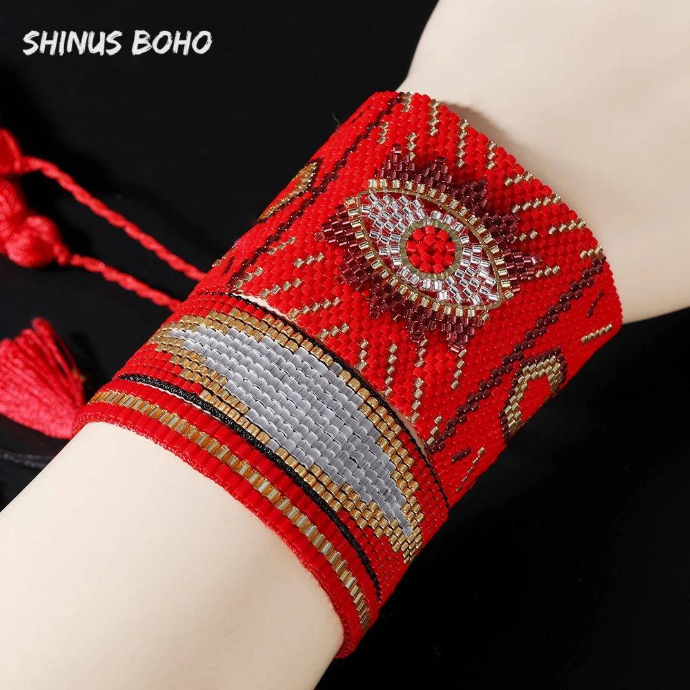 Женский браслет SHINUSBOHO MIYUKI со сглаза красный турецкий Mujer Moda 2020 с кристаллами