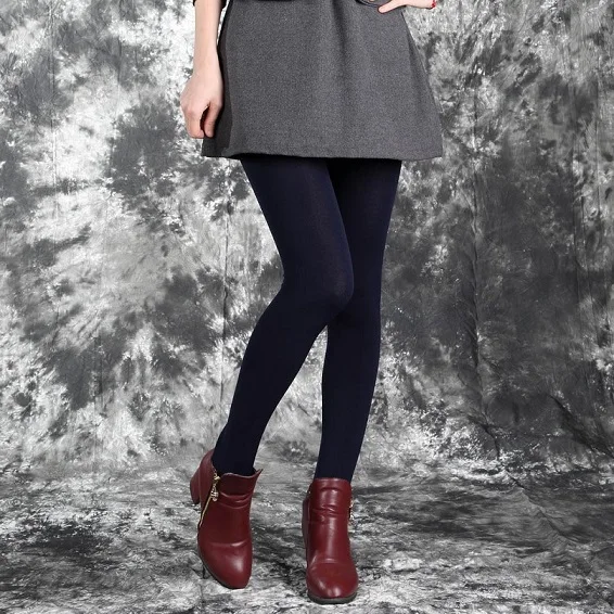 Navy blue Повседневные Теплые Зимние Женские легинсы из искусственного бархата, вязаные толстые тонкие супер эластичные женские брюки - Цвет: Navy blue