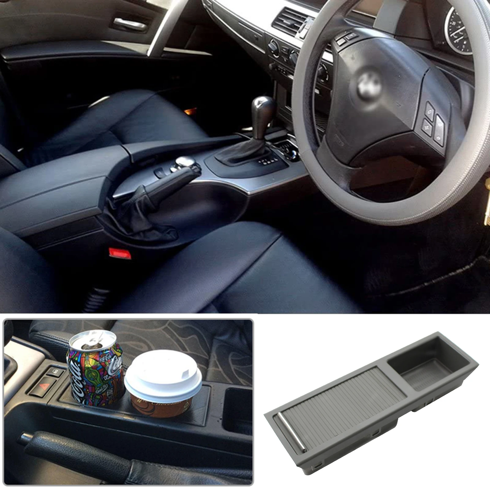 

Car Front Center Console Drink Cup Holder Coin Holder Interior Storage Tray Replacement for BMW 3 Series E46 1999-2005