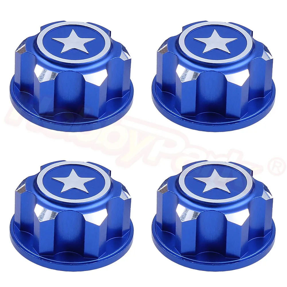 

4PCS RC Car Aluminum 17mm Hex Wheel Nuts Dustproof Anti-Skid for 1/8 Scale Traxxas X-Maxx Summit E-Revo ARRMA Buggy Truck CNC