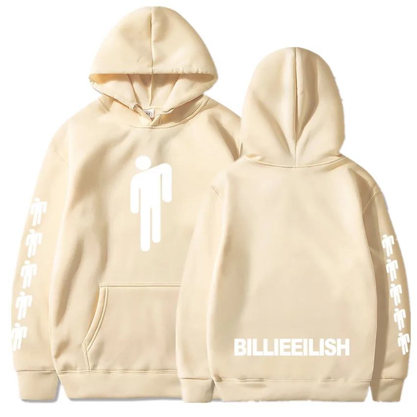 khaki B Модные толстовки Billie Eilish с принтом женские/мужские толстовки с капюшоном и длинным рукавом горячая Распродажа повседневные трендовые уличные толстовки - Цвет: khaki B