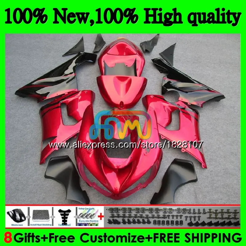 Тюнинг-пакет для KAWASAKI ZX 6R 600CC 6 R ZX636 ZX-636 600 CC ZX-6R 11BS. 0 ZX600 ZX 636 ZX6R 05 06 2005 2006 Обтекатели Красный Пламя blk