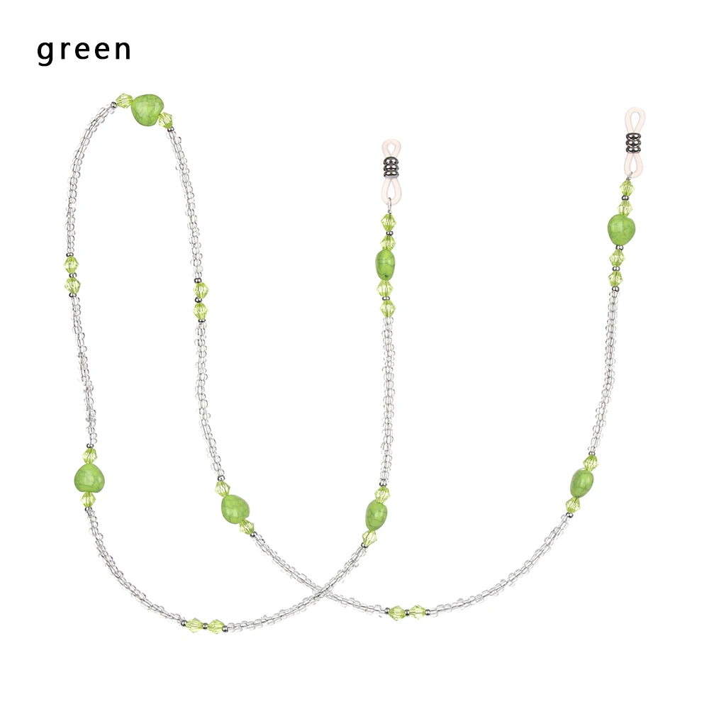 green 1 шт. 70 см бусины в форме сердца цепочка для очков прелестные модные туфли спортивные очки для занятий на открытом воздухе веревка Для женщин Шарм Красочные очки с эластичной лентой - Цвет: green