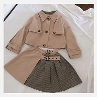 Шампанское Осенний модный костюм для девочек, включая пальто+ юбку, комплект из 2 предметов - Цвет: Шампанское