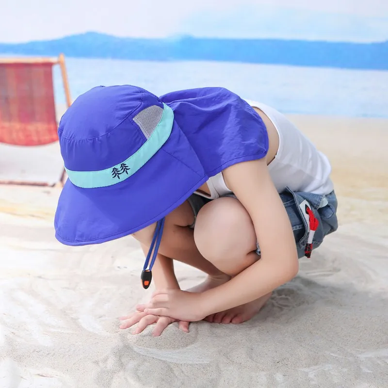 SPF 50+ Wide Brim Children Beach Hat Kids Bucket Cap Summer Beach Girls Travel Outdoor Cute Casual Sun Hats beach hat