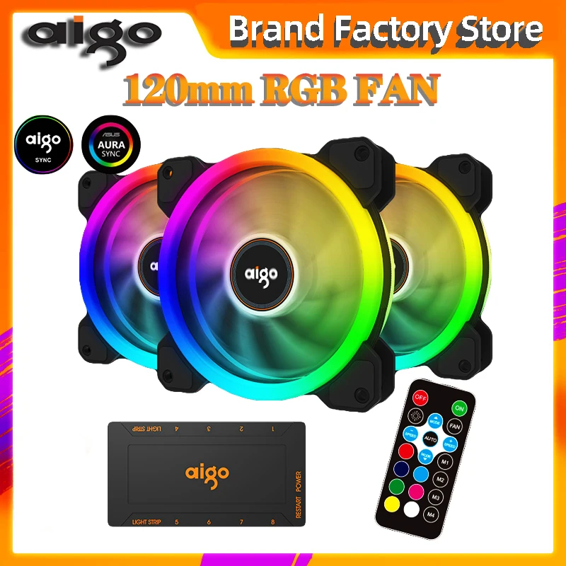 Aigo 2019 Новый DR12 компьютерный корпус ПК охлаждающий вентилятор RGB отрегулировать