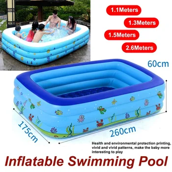 

Kids inflatable Pool 1.1m/1.3m/1.5m/2.6m Children's Home Use Paddling Pool Large Size Inflatable Square Swimming Pool for baby