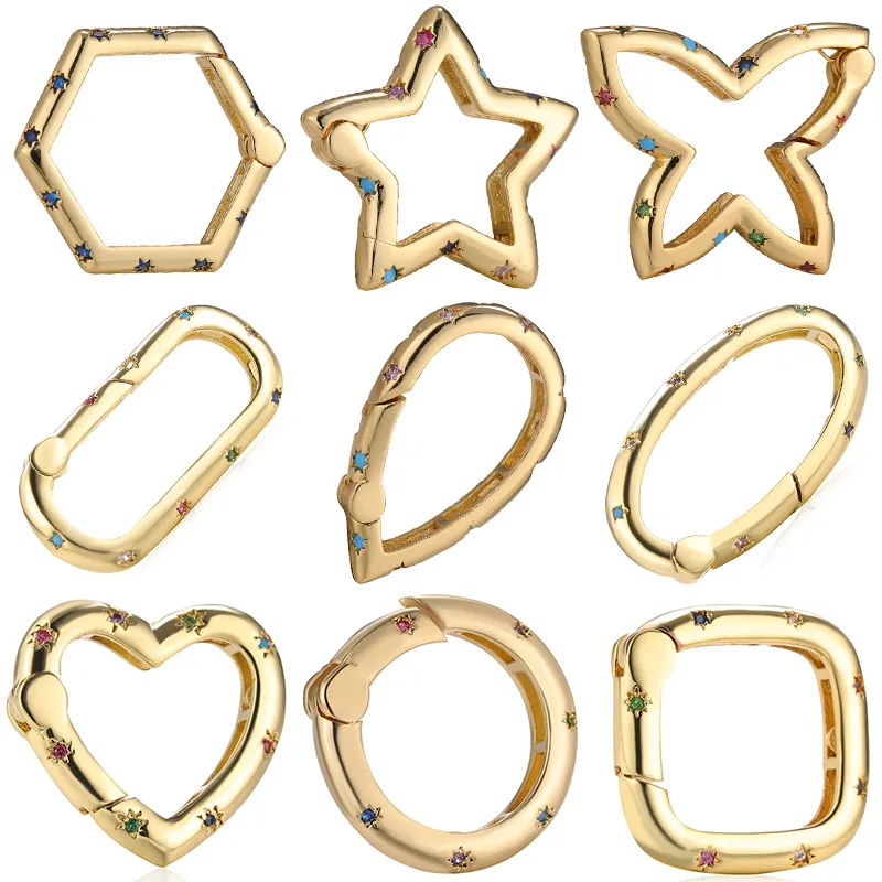 Juya handgemachte 18K echt vergoldete dekorative Anhänger Karabiner Frühling Karabiner Verschlüsse Zubehör für DIY Charms Schmuckherstellung – Detail 2