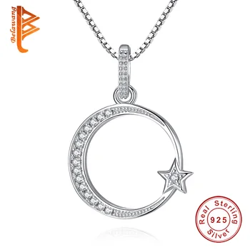 

Wholesale 5PCS 2019 Real 925 Sterling Silver Moon Star Romantic Pendant Necklace for Women Jewelry Wedding Gift