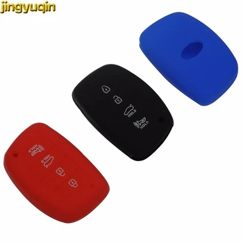 

Jingyuqin 4 Buttons Silicone Car Key Cover Case Fit for Hyundai Mistra Tucson I40 IX35 I45 Elantra Sonata Car-styling No Logo